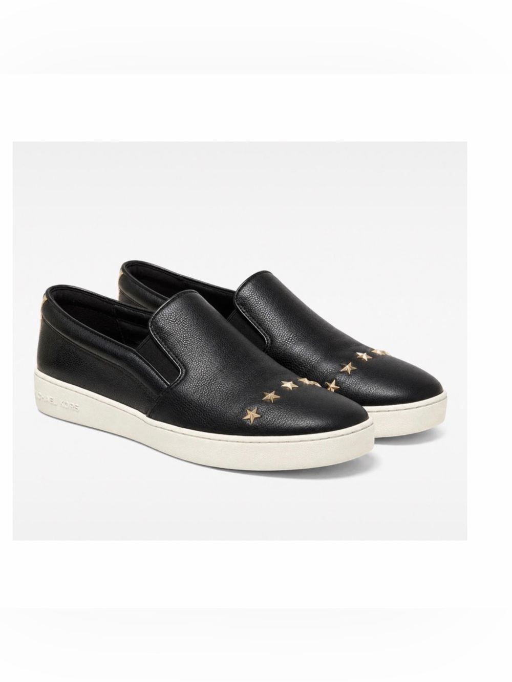 Michael Kors Black Leather Star Stud Slip-On Sneakers – Women's Size 10